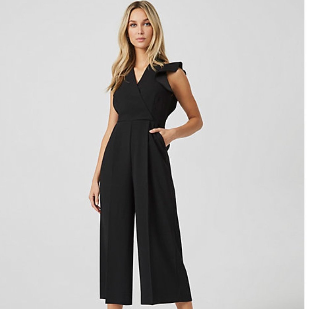 Le Chateau Elegant Black Jumpsuit with Tie Back (M)
